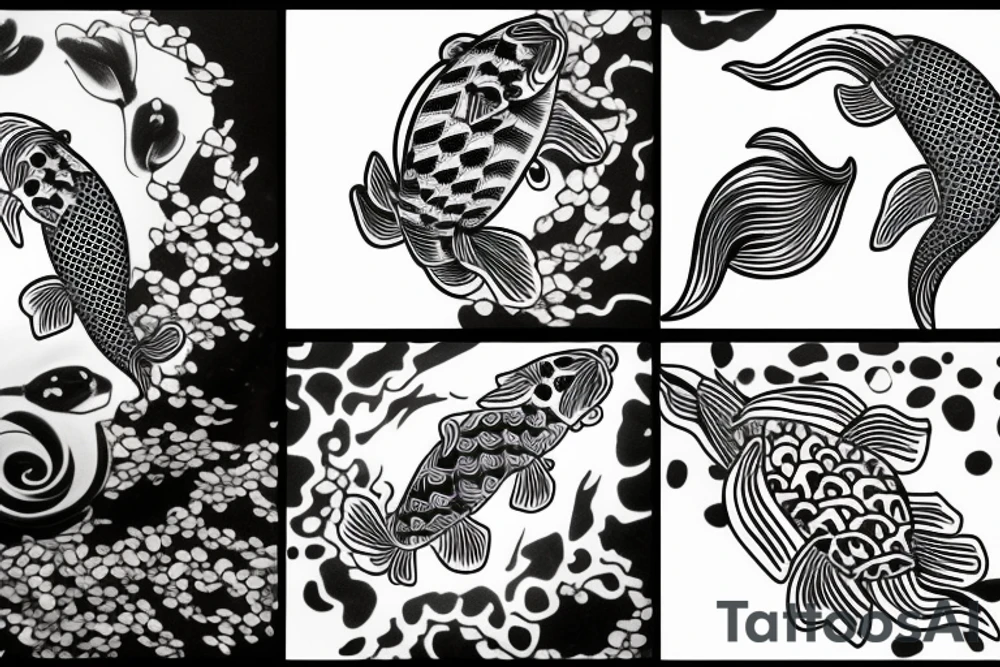 Koi fish and honeysuckle tattoo idea