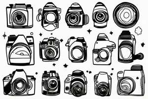 Camera illustration with Astronaut and hourglass tattoo idea