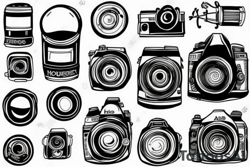 Camera with Astronaut and hourglass tattoo idea