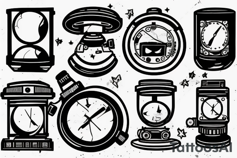 Astronaut with camera and hourglass tattoo idea