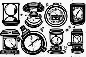 Astronaut with camera and hourglass tattoo idea