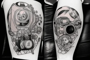 Astronaut with camera and hourglass tattoo idea
