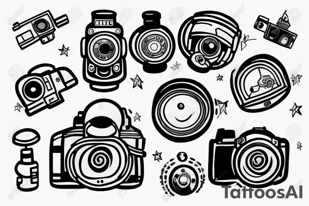 Astronaut with camera and hourglass tattoo idea