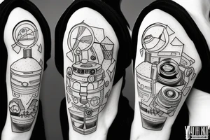 Astronaut with camera and hourglass tattoo idea