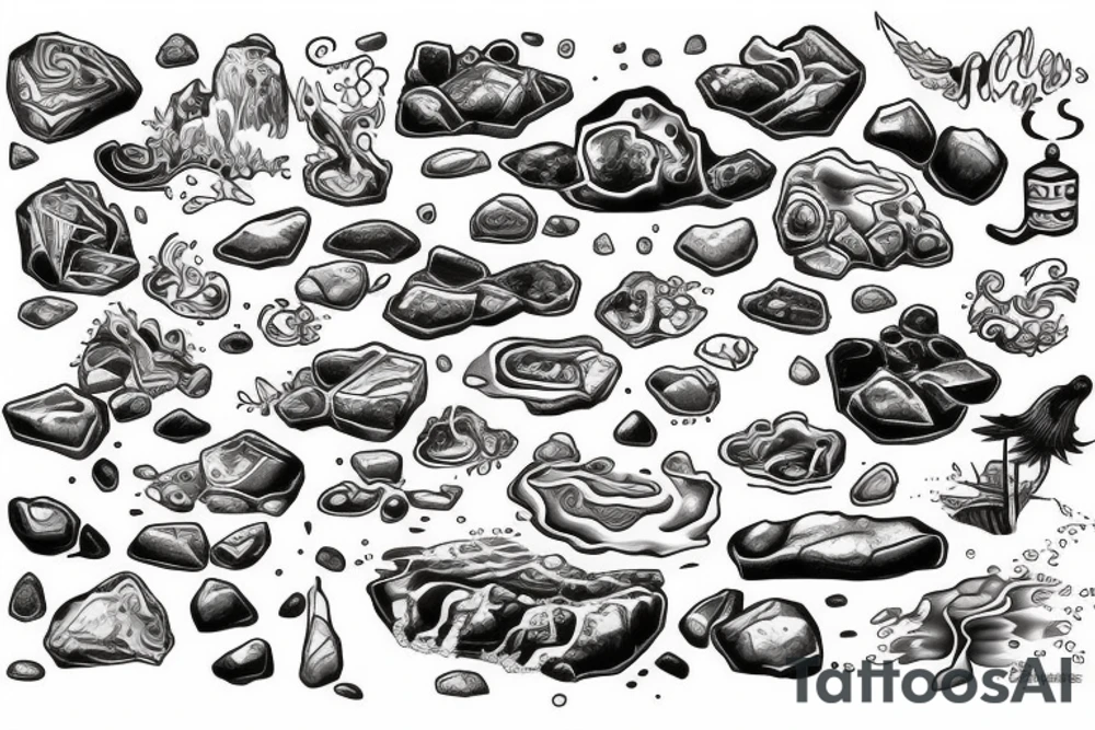 Water flowing around rocks tattoo idea