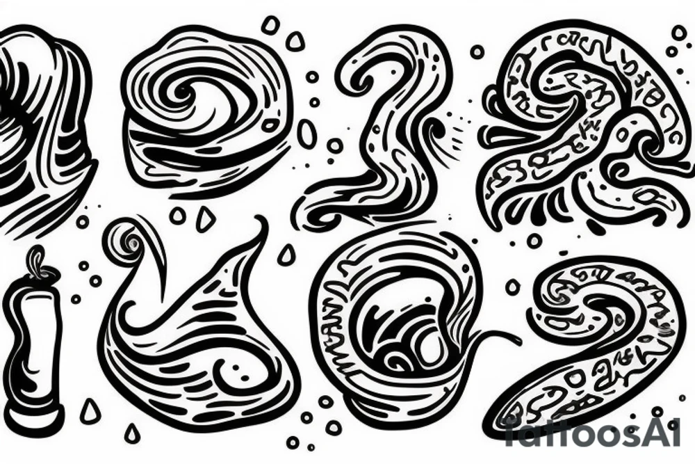 Water flowing around rocks tattoo idea