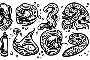 Water flowing around rocks tattoo idea