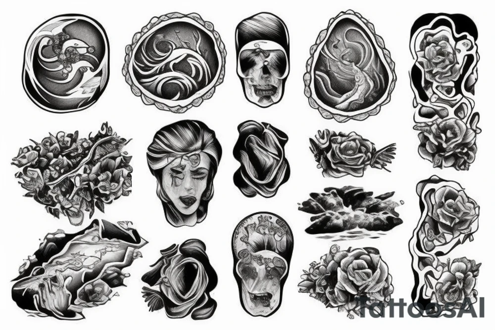 Water flowing around rocks tattoo idea