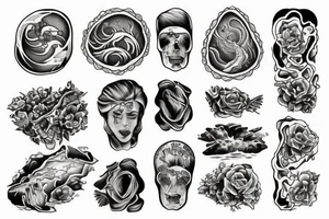 Water flowing around rocks tattoo idea