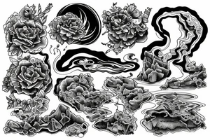 Water flowing around rocks tattoo idea