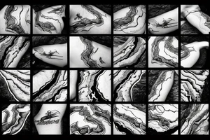 River flowing downstream with rocks tattoo idea