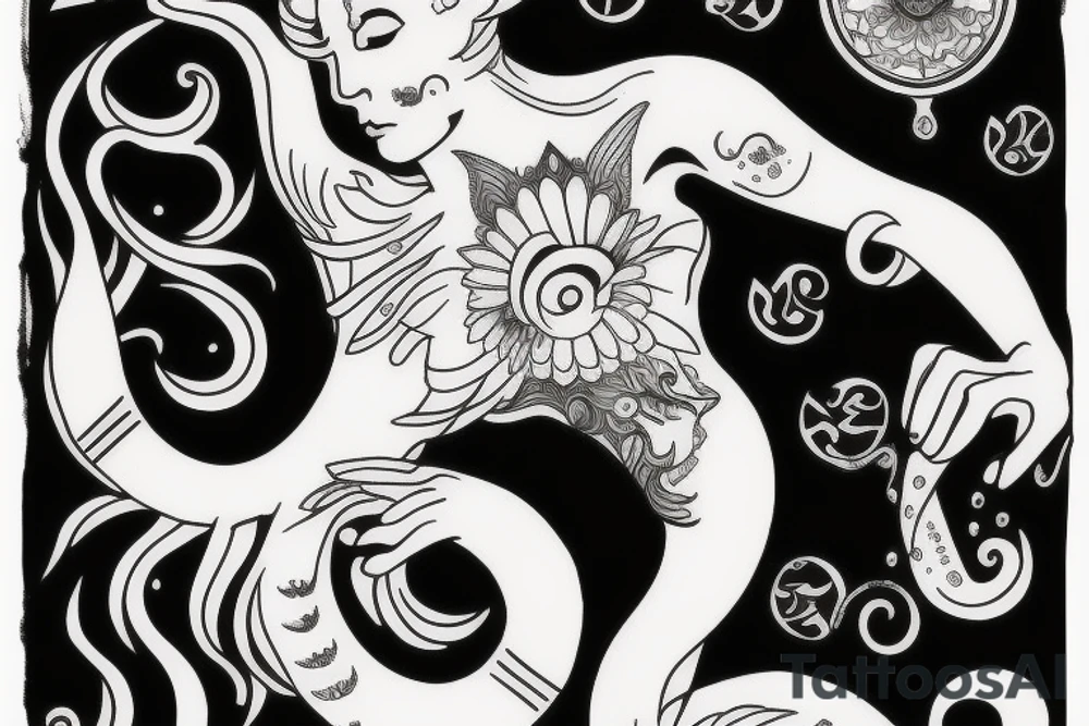 Libra scales with water flowing around tattoo idea