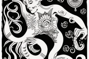 Libra scales with water flowing around tattoo idea