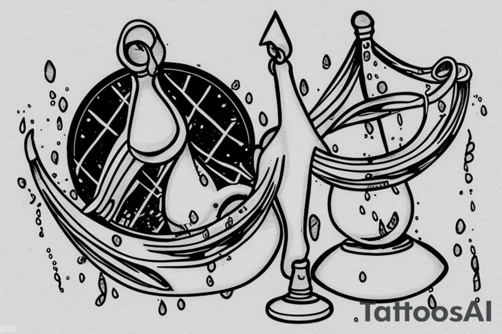 Libra scales with water flowing around tattoo idea