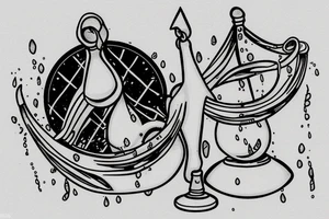 Libra scales with water flowing around tattoo idea