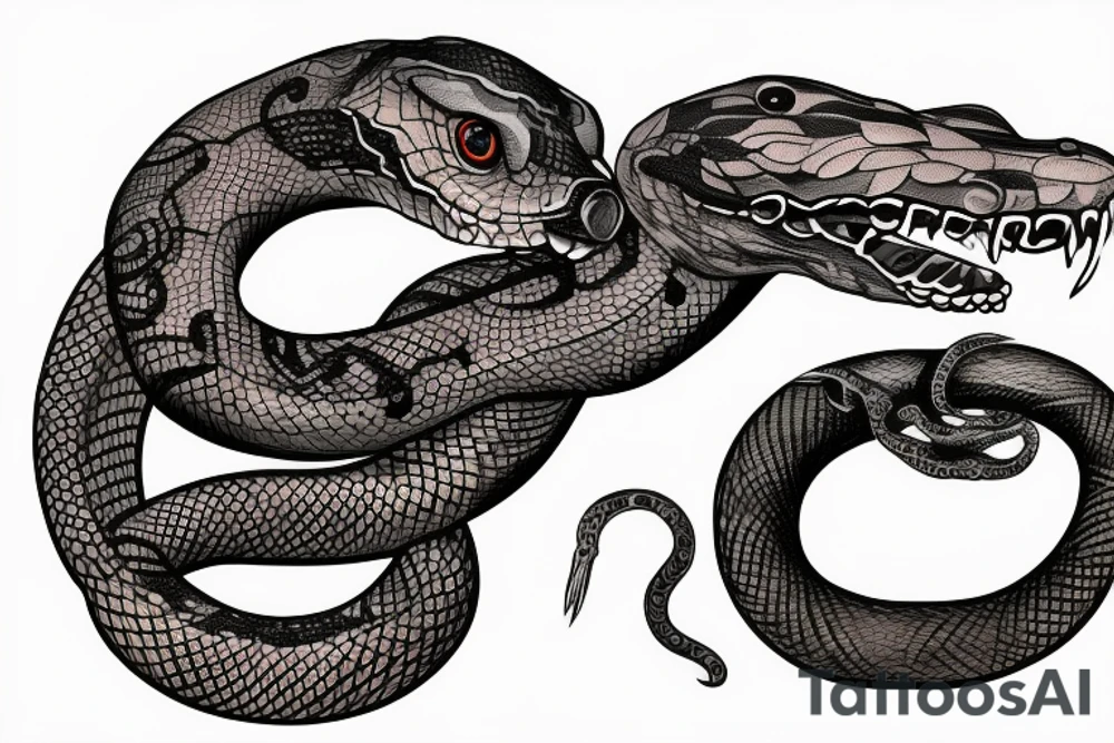 human skin performing into snake skin including snake head full tattoo design for arm tattoo idea