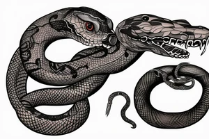 human skin performing into snake skin including snake head full tattoo design for arm tattoo idea