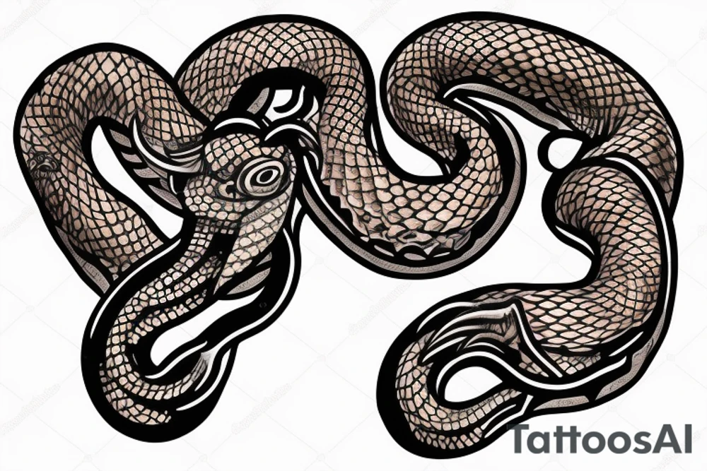 human skin performing into snake skin including snake head full tattoo design for arm tattoo idea