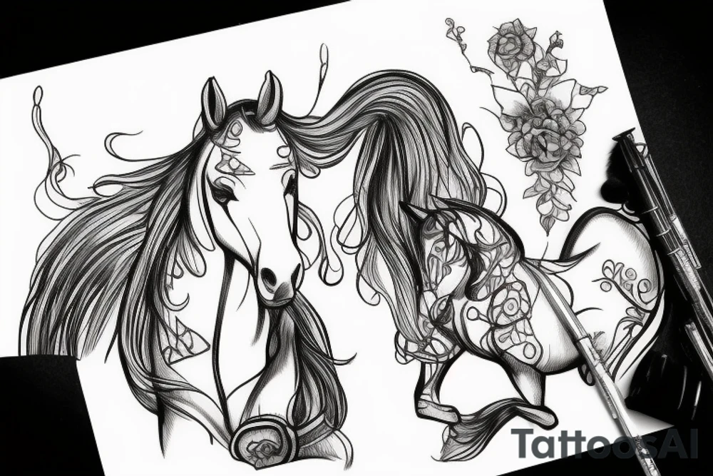 Girl on swing with horse tattoo idea