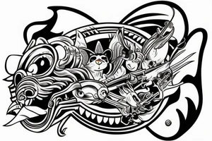 fish bomb cats road king on the throne road mountains Disney tattoo idea