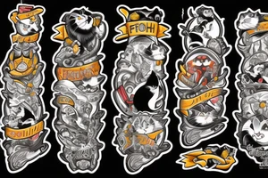 fish bomb cats road king on the throne road mountains Disney tattoo idea