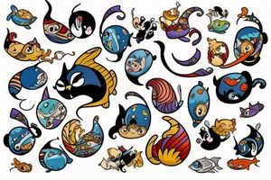 fish bomb cats Disney tattoo idea
