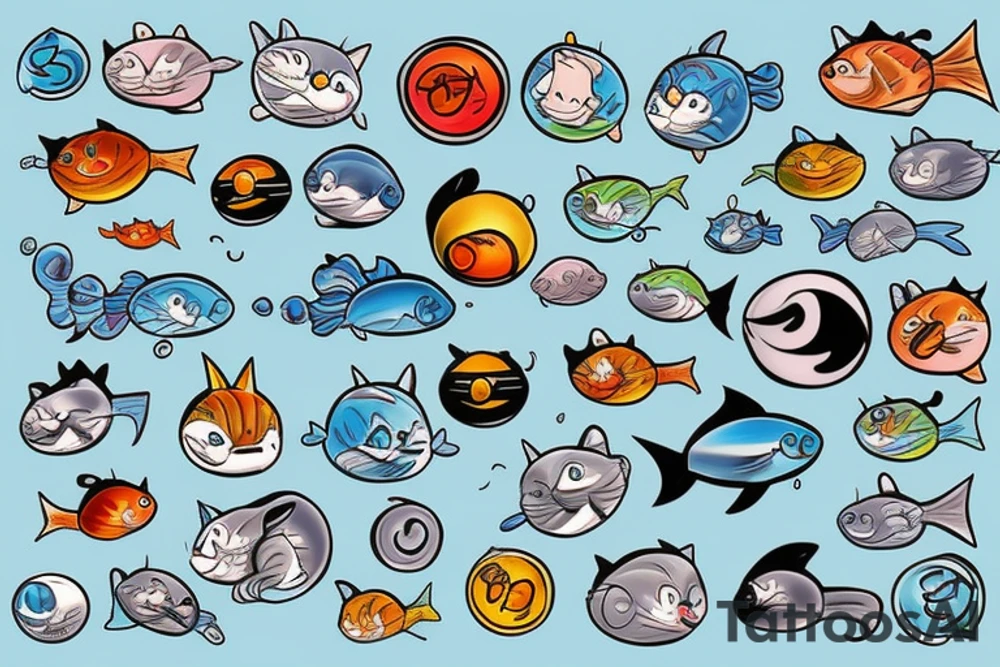 fish bomb cats Disney tattoo idea