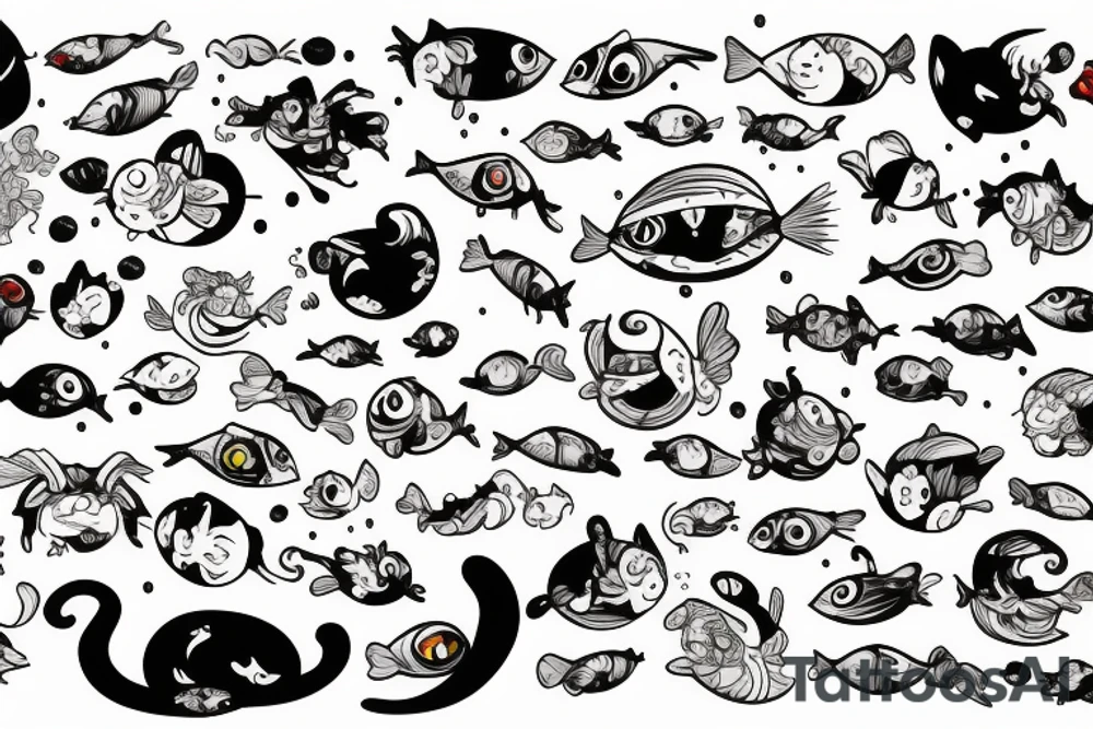fish bomb cats Disney tattoo idea