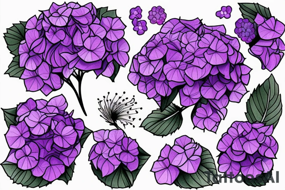 purple hydrangea tattoo idea