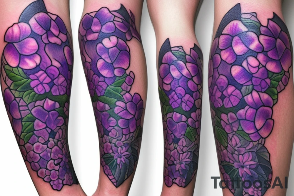 purple hydrangea tattoo idea