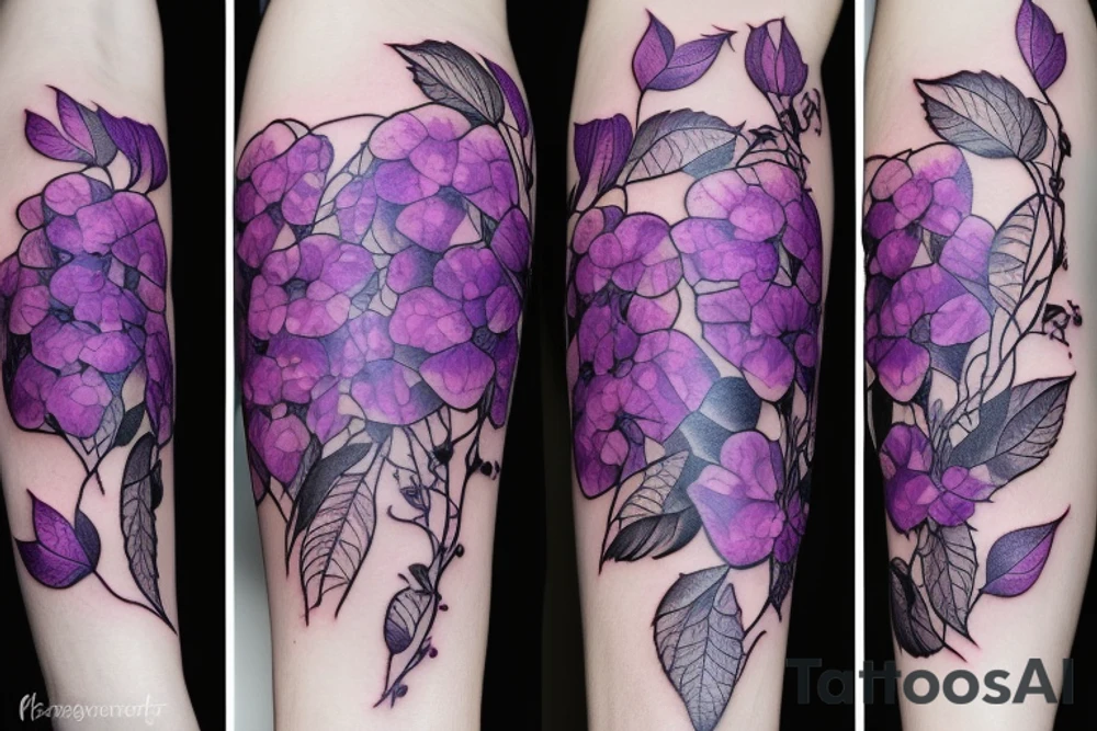 purple hydrangea tattoo idea