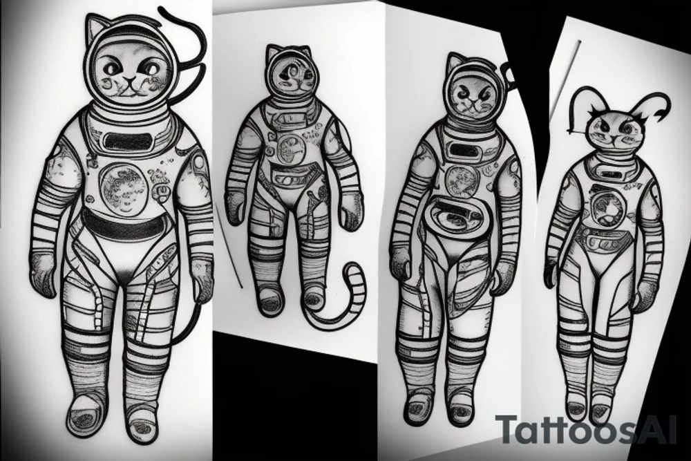 cat in a space suit tattoo idea