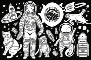 cat in a space suit tattoo idea