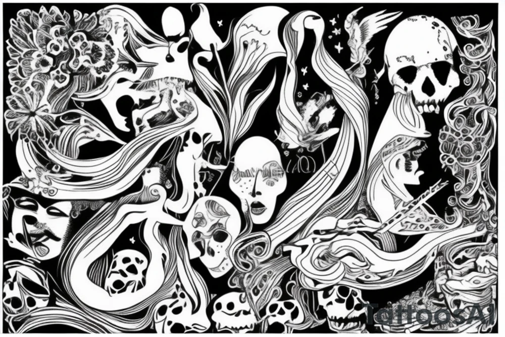 psychedelic esher style freedom and madness tattoo idea