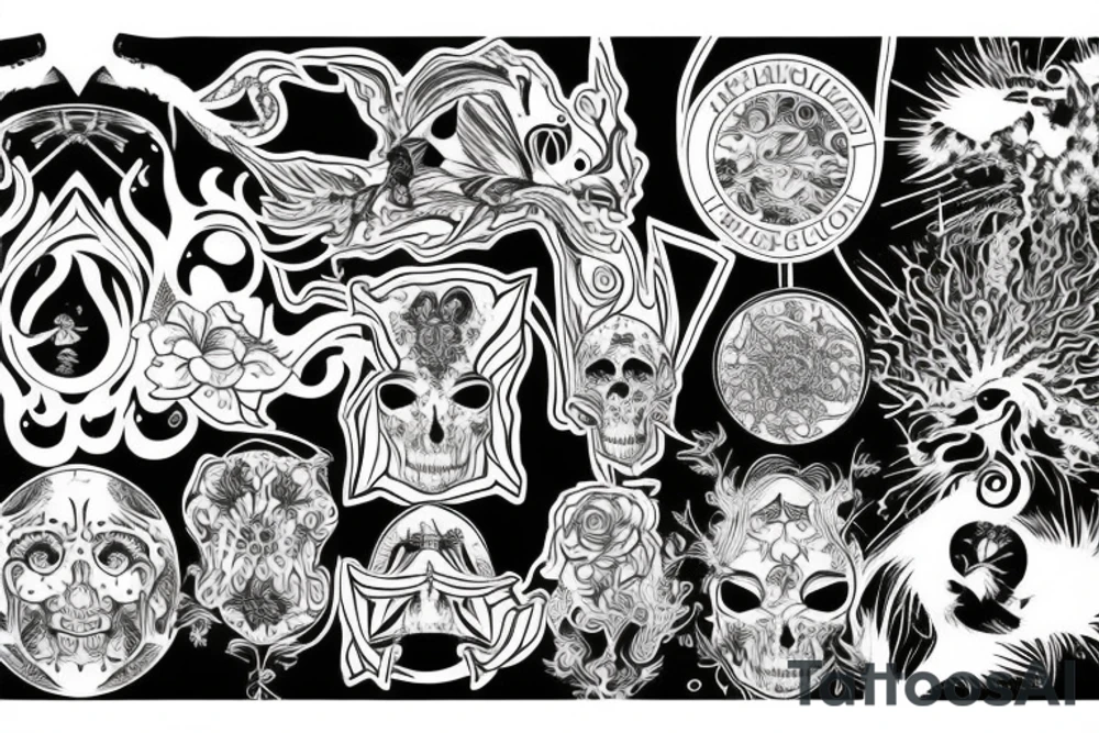 psychedelic esher style freedom and madness tattoo idea