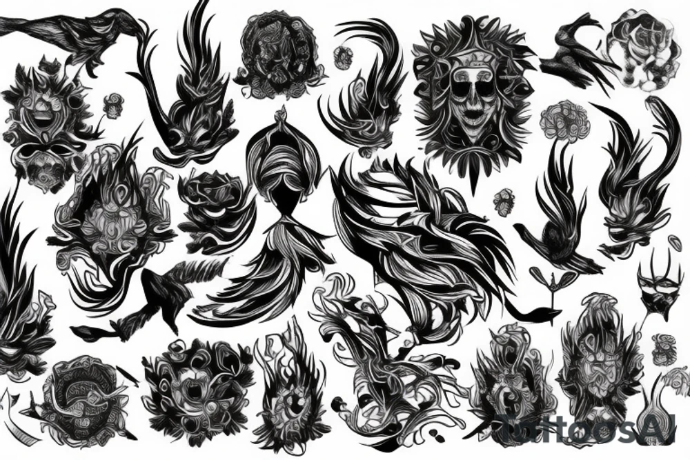 psychedelic esher style freedom and madness tattoo idea