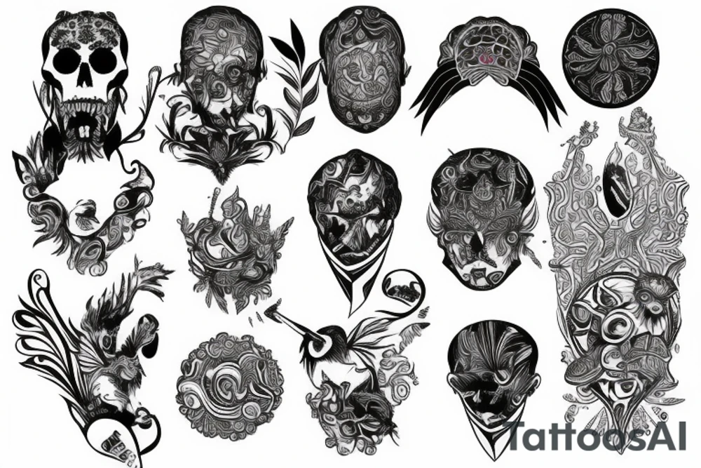 psychedelic esher style freedom and madness tattoo idea