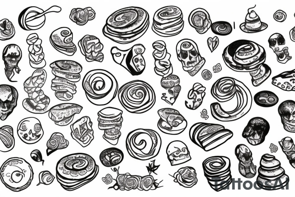 rolled pancake tattoo idea