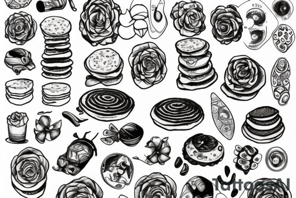rolled pancake tattoo idea