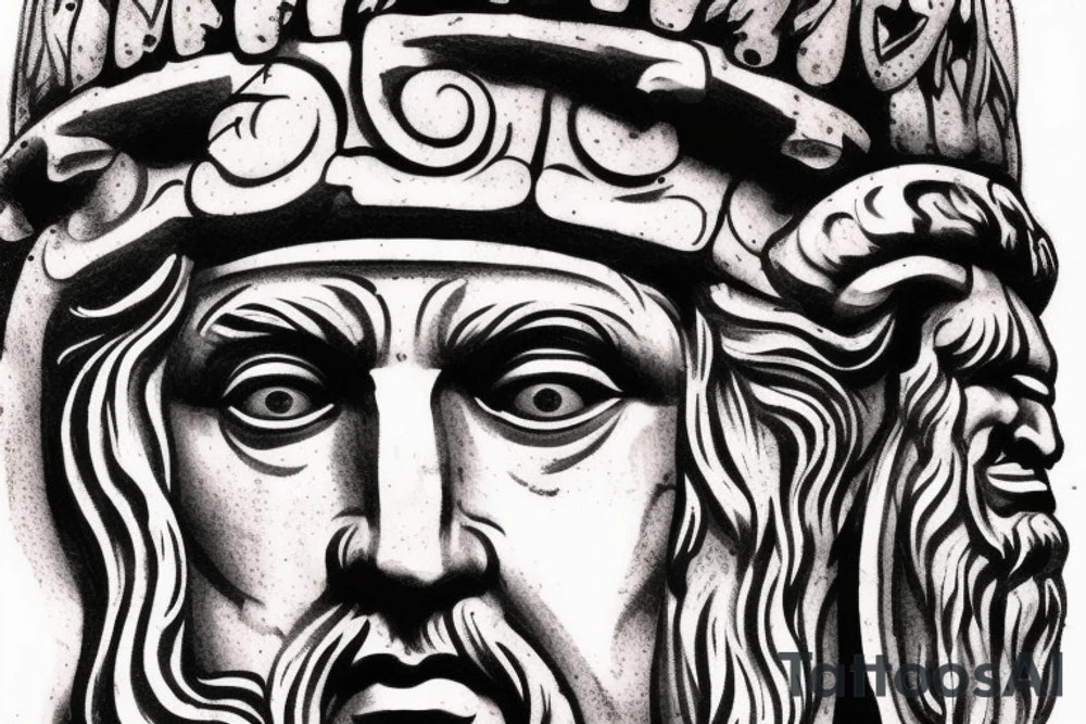 draw a tattoo of a Dacian face like you see in the dacian statues in vatican next to Draco, the draco like on Trajan's Column. Add a Falx Sword and the word INVICTUS tattoo idea