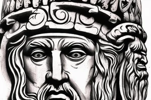 draw a tattoo of a Dacian face like you see in the dacian statues in vatican next to Draco, the draco like on Trajan's Column. Add a Falx Sword and the word INVICTUS tattoo idea