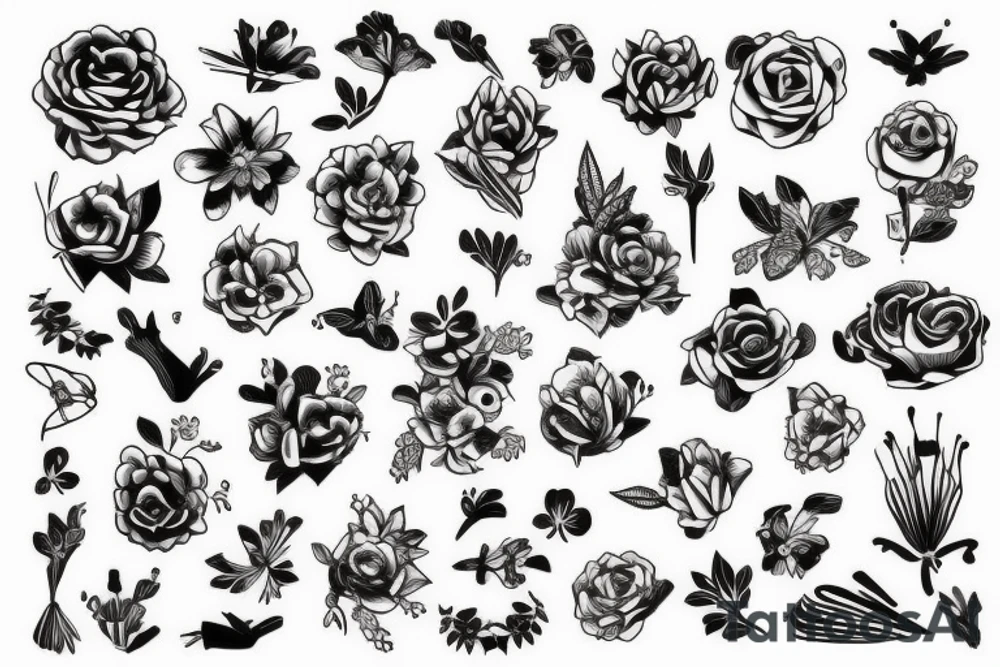 bondage with floral tattoo idea