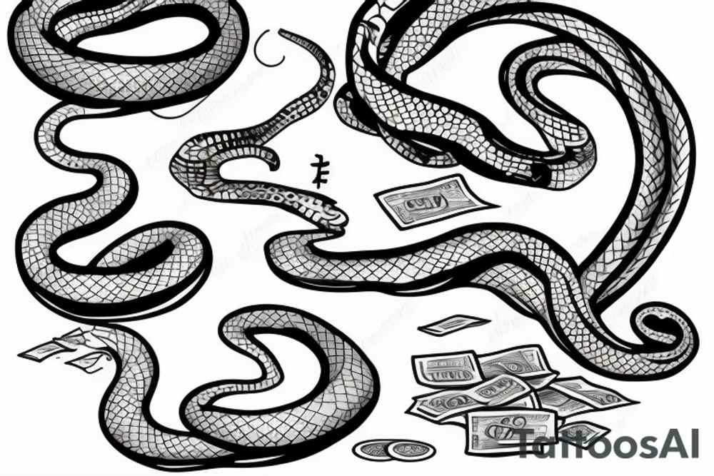 snake with money tattoo idea