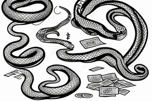snake with money tattoo idea