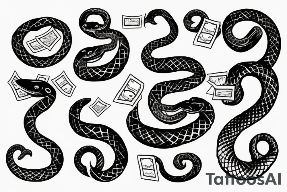 snake with money tattoo idea