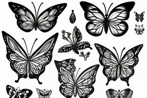 Moon fire leaf  heart butterfly tattoo idea