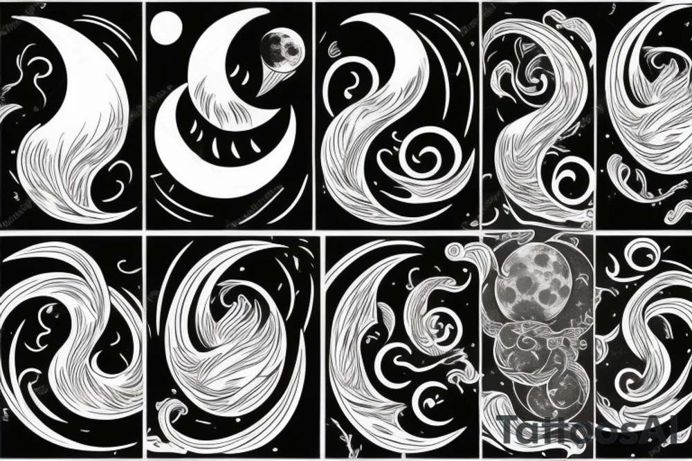 Travel moon wave tattoo idea