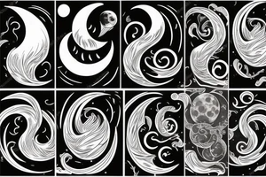 Travel moon wave tattoo idea