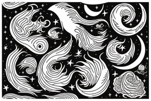 Travel moon wave tattoo idea