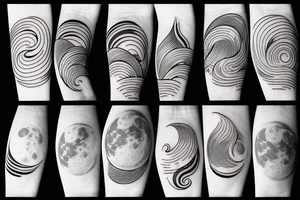 Travel moon wave tattoo idea